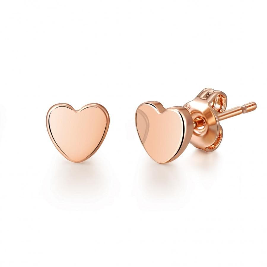 Rose Gold Plated Heart Stud Earrings by Philip Jones Jewellery