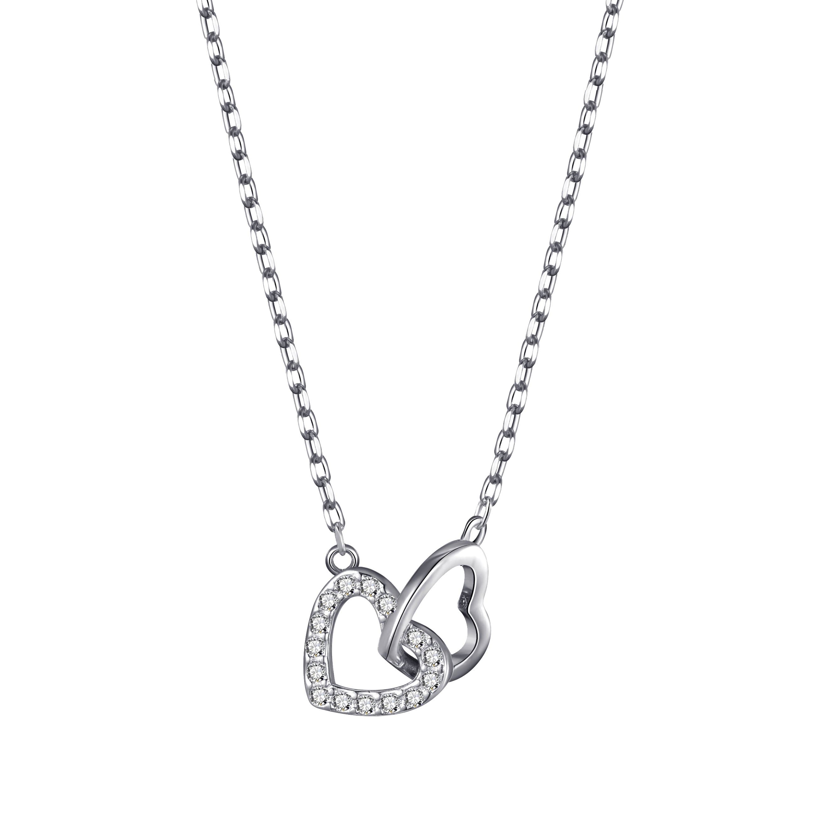 Heart Link Necklace Created with Zircondia® Crystals