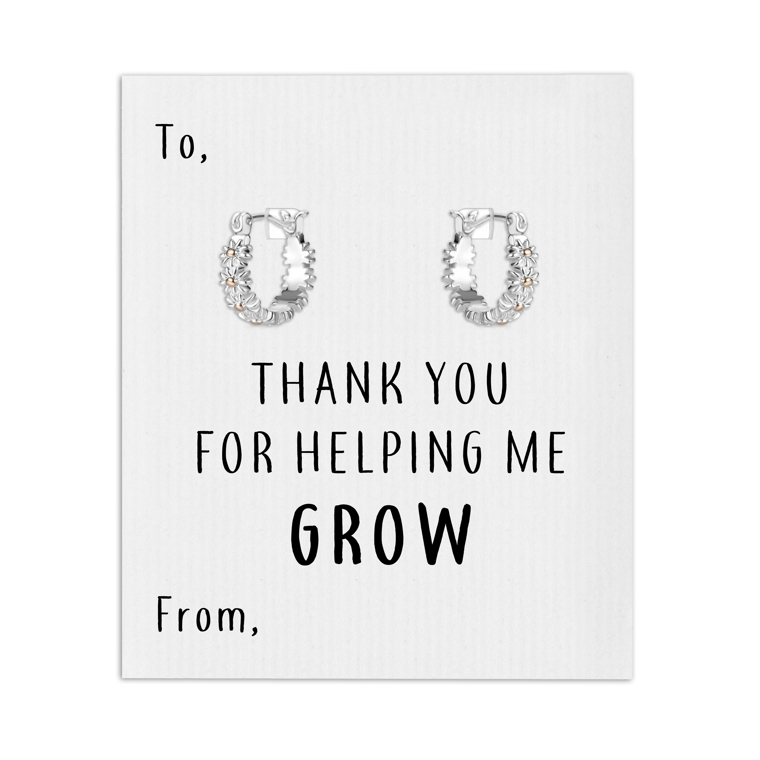 Thank You For Helping Me Grow Daisy Hoop Earrings by Philip Jones Jewellery