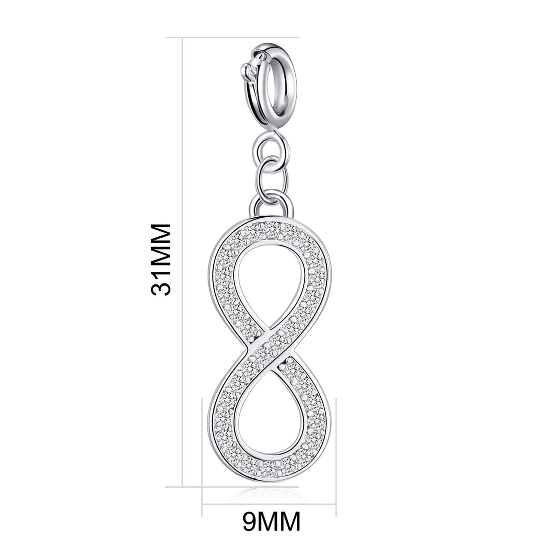 Infinity Charm Created with Zircondia® Crystals - Philip Jones Jewellery