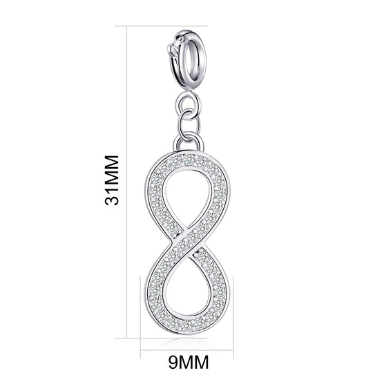 Infinity Charm Created with Zircondia® Crystals - Philip Jones Jewellery
