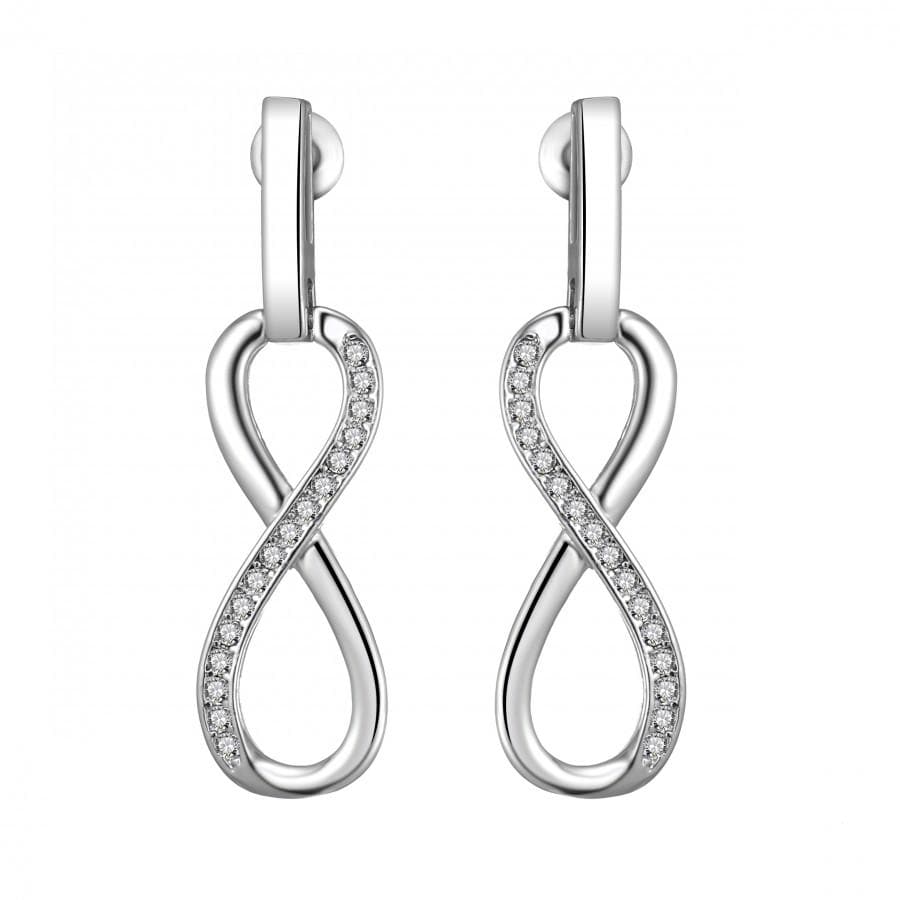 Silver Plated Infinity Drop Earrings Created with Zircondia® Crystals by Philip Jones Jewellery