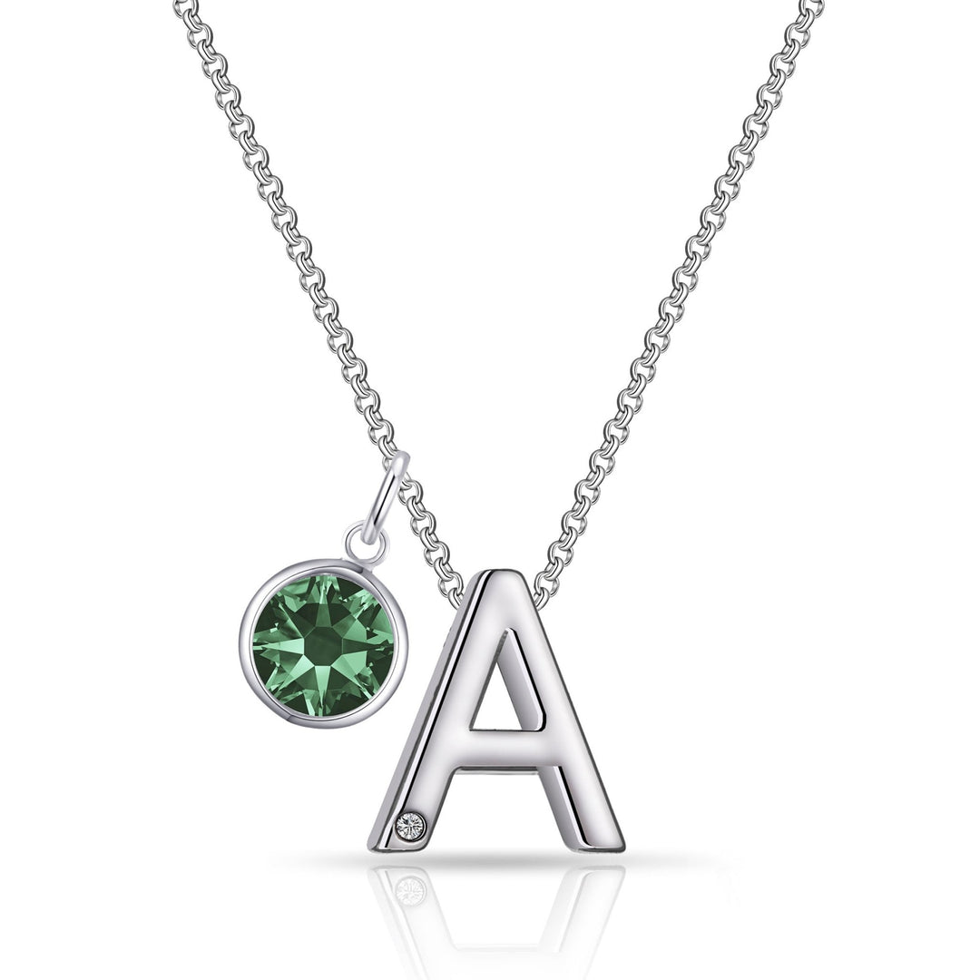 Initial A Necklace with Birthstone Charm Created with Zircondia® Crystals - Philip Jones Jewellery