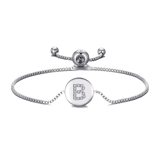 Initial Friendship Bracelet Letter B Created with Zircondia® Crystals - Philip Jones Jewellery