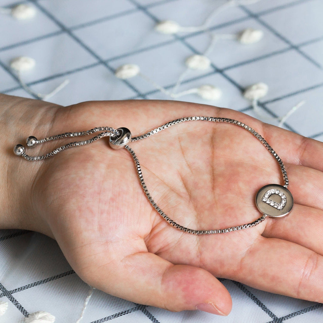 Initial Friendship Bracelet Letter D Created with Zircondia® Crystals - Philip Jones Jewellery