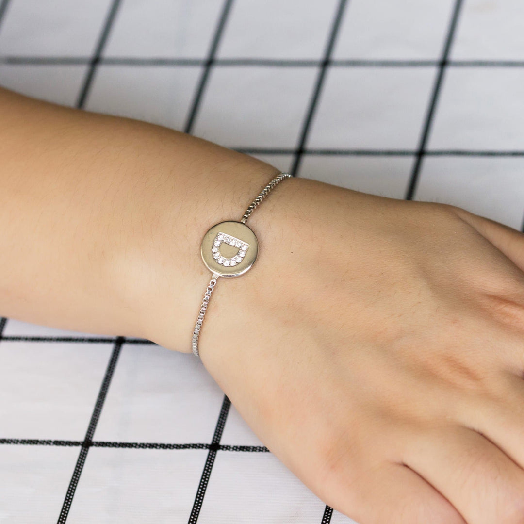 Initial Friendship Bracelet Letter D Created with Zircondia® Crystals - Philip Jones Jewellery