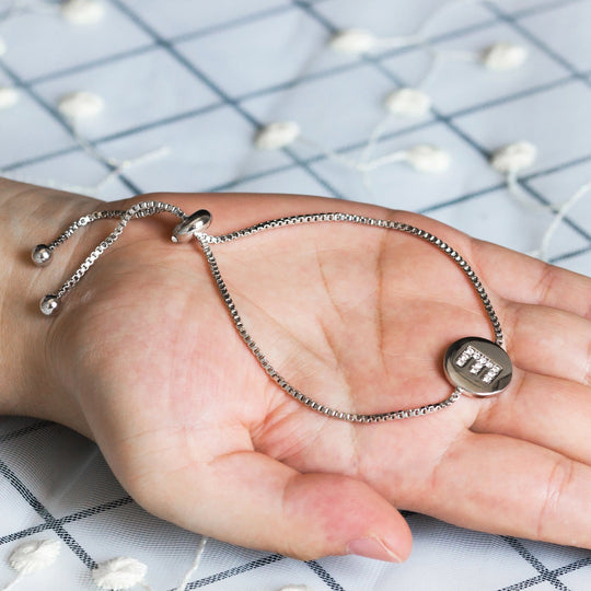 Initial Friendship Bracelet Letter E Created with Zircondia® Crystals - Philip Jones Jewellery