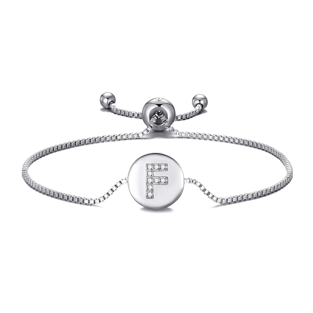 Initial Friendship Bracelet Letter F Created with Zircondia® Crystals - Philip Jones Jewellery