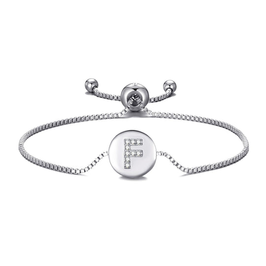 Initial Friendship Bracelet Letter F Created with Zircondia® Crystals - Philip Jones Jewellery