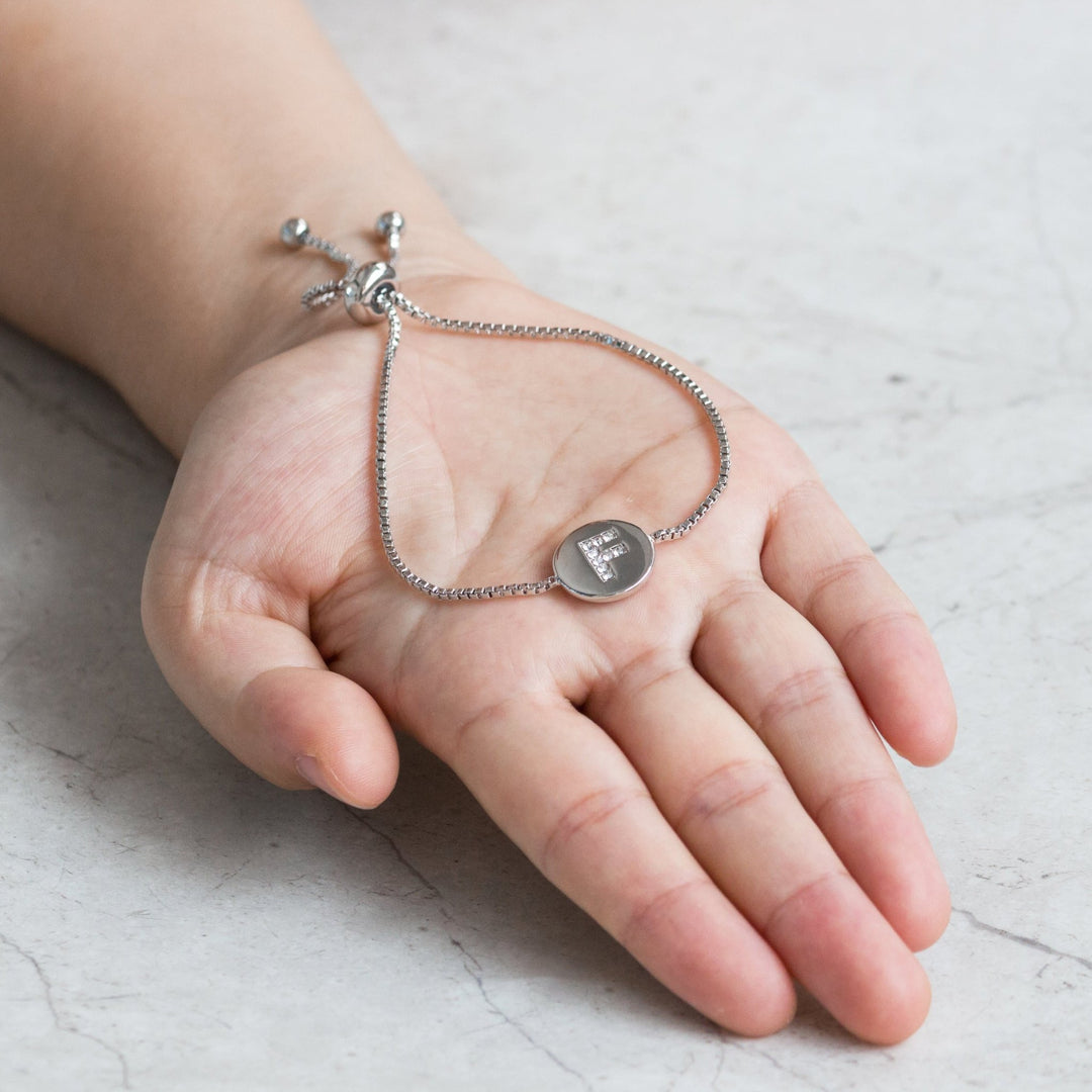 Initial Friendship Bracelet Letter F Created with Zircondia® Crystals - Philip Jones Jewellery