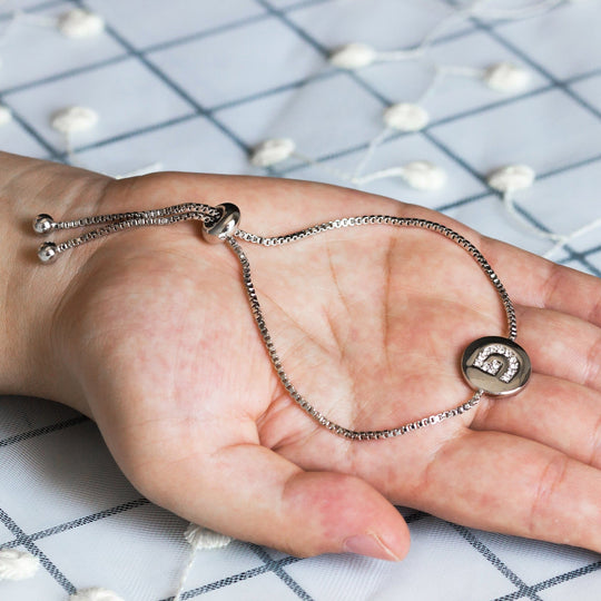Initial Friendship Bracelet Letter G Created with Zircondia® Crystals - Philip Jones Jewellery