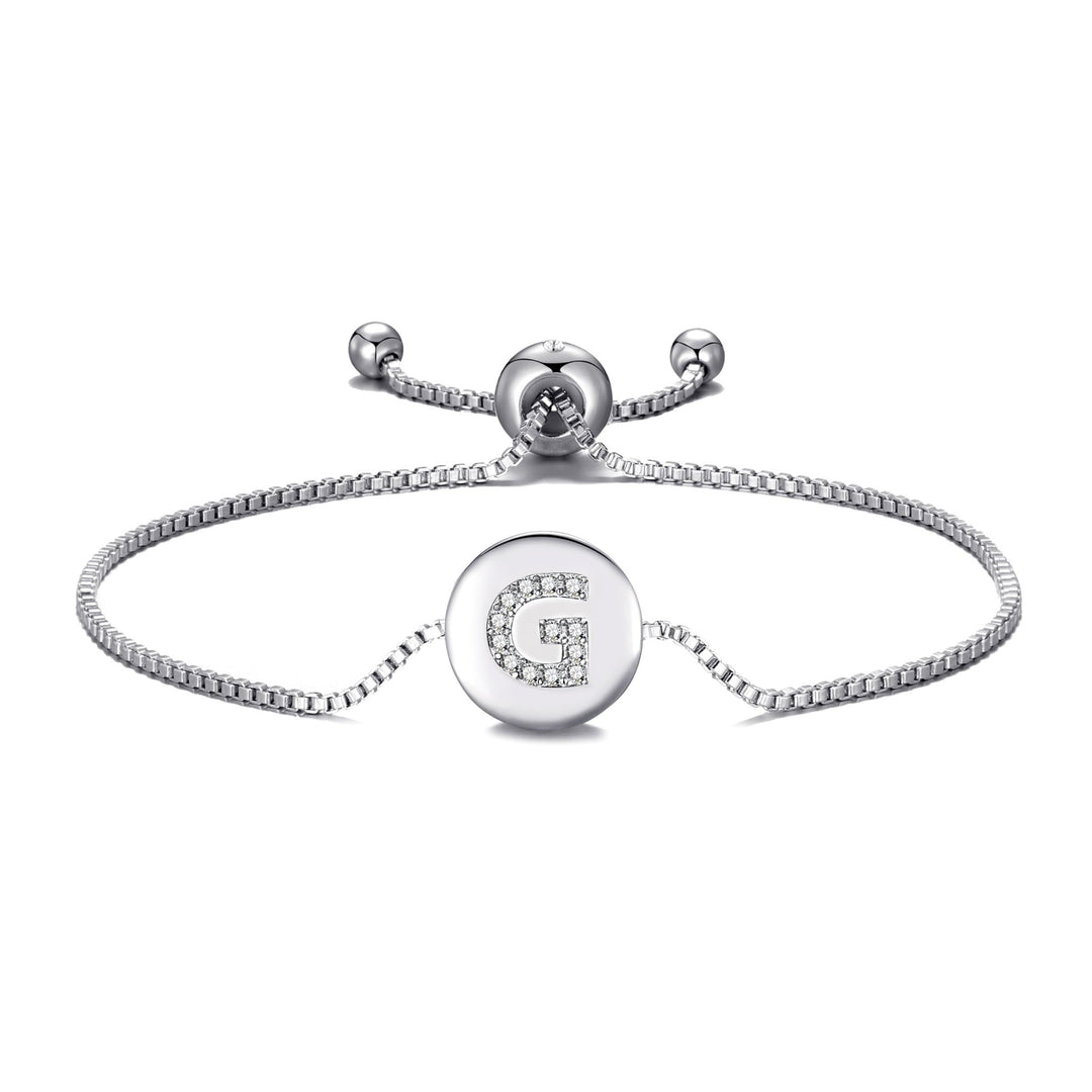 Initial Friendship Bracelet Letter G Created with Zircondia® Crystals - Philip Jones Jewellery