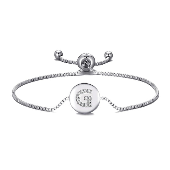 Initial Friendship Bracelet Letter G Created with Zircondia® Crystals - Philip Jones Jewellery