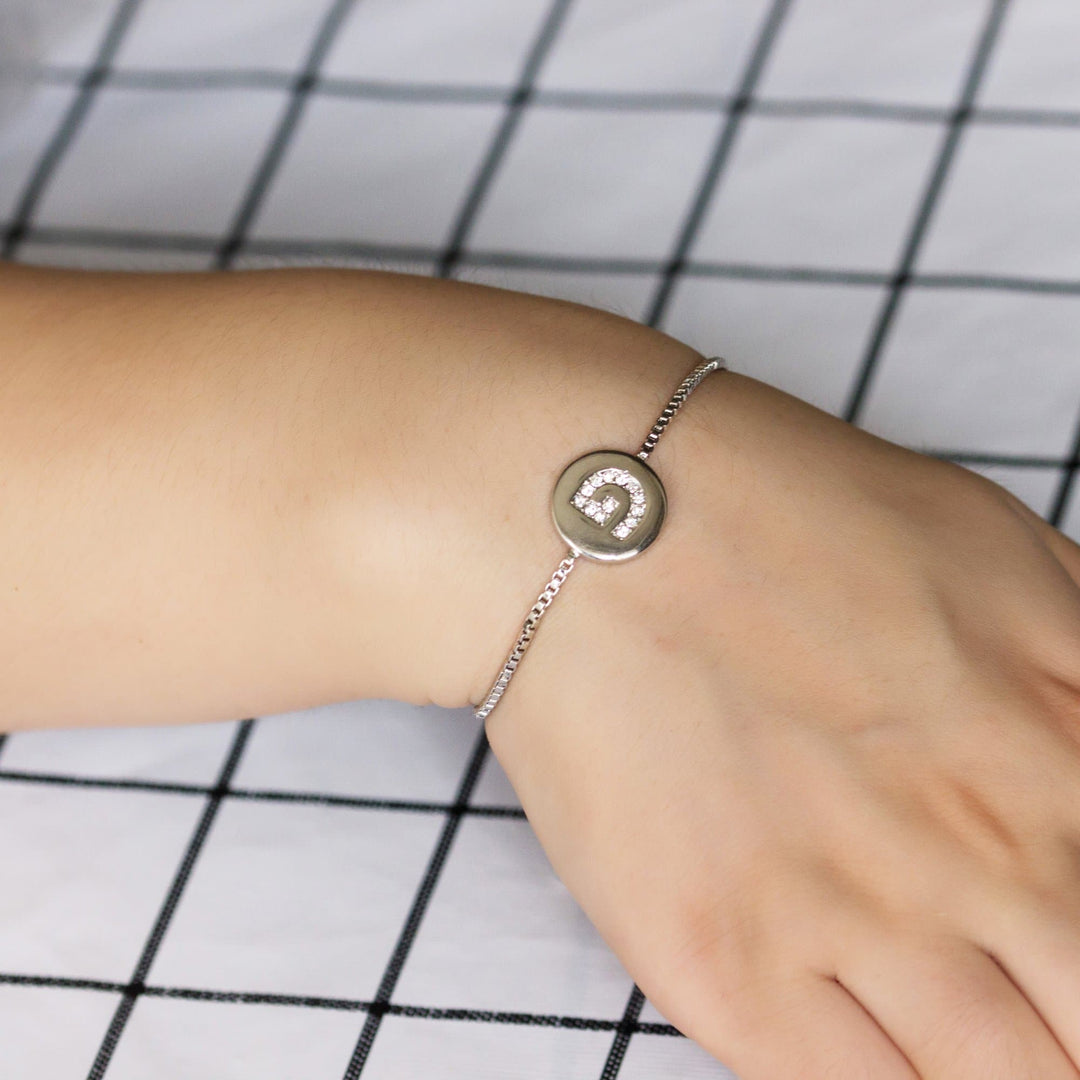 Initial Friendship Bracelet Letter G Created with Zircondia® Crystals - Philip Jones Jewellery