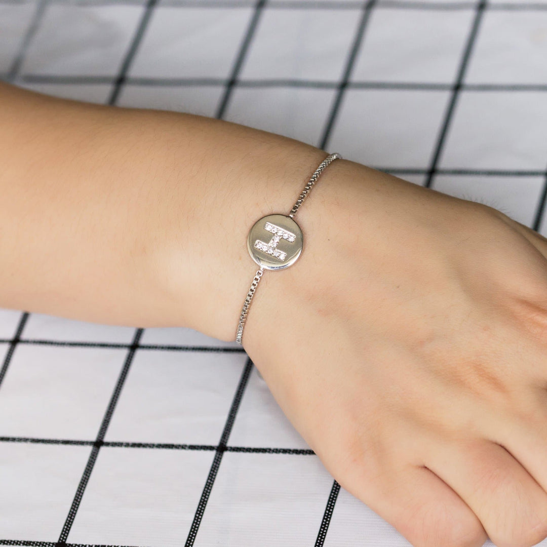 Initial Friendship Bracelet Letter H Created with Zircondia® Crystals - Philip Jones Jewellery