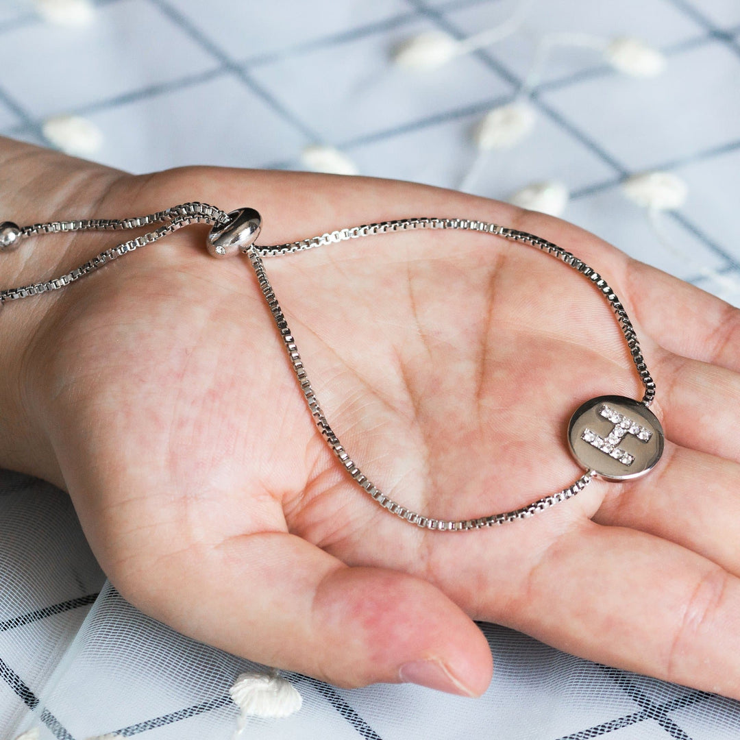 Initial Friendship Bracelet Letter H Created with Zircondia® Crystals - Philip Jones Jewellery