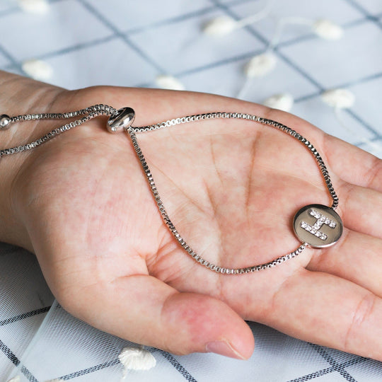 Initial Friendship Bracelet Letter H Created with Zircondia® Crystals - Philip Jones Jewellery