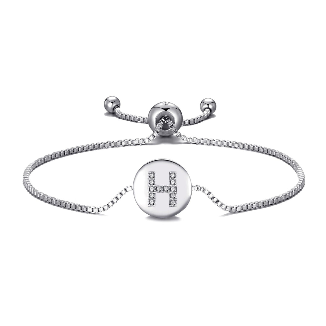 Initial Friendship Bracelet Letter H Created with Zircondia® Crystals - Philip Jones Jewellery