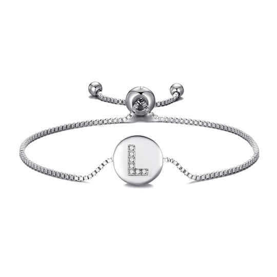 Initial Friendship Bracelet Letter L Created with Zircondia® Crystals - Philip Jones Jewellery