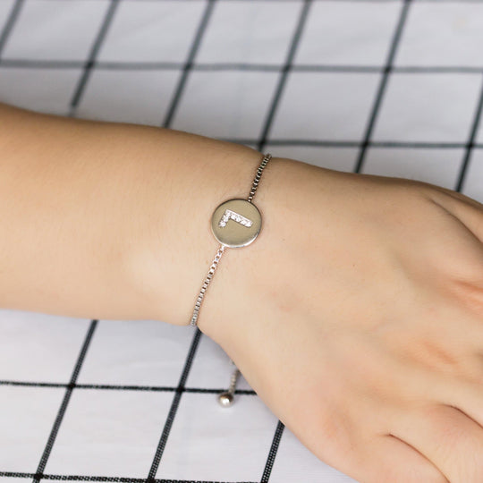 Initial Friendship Bracelet Letter L Created with Zircondia® Crystals - Philip Jones Jewellery