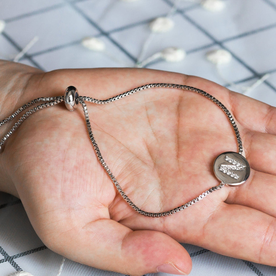 Initial Friendship Bracelet Letter N Created with Zircondia® Crystals - Philip Jones Jewellery