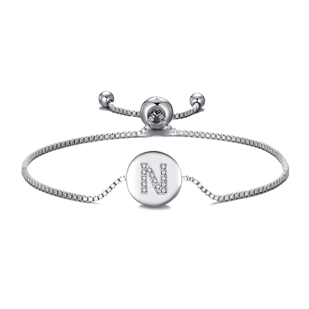 Initial Friendship Bracelet Letter N Created with Zircondia® Crystals - Philip Jones Jewellery