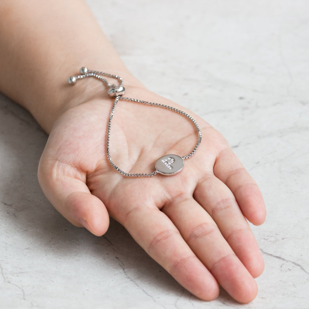 Initial Friendship Bracelet Letter P Created with Zircondia® Crystals - Philip Jones Jewellery