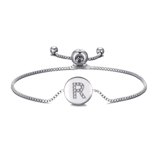 Initial Friendship Bracelet Letter R Created with Zircondia® Crystals - Philip Jones Jewellery