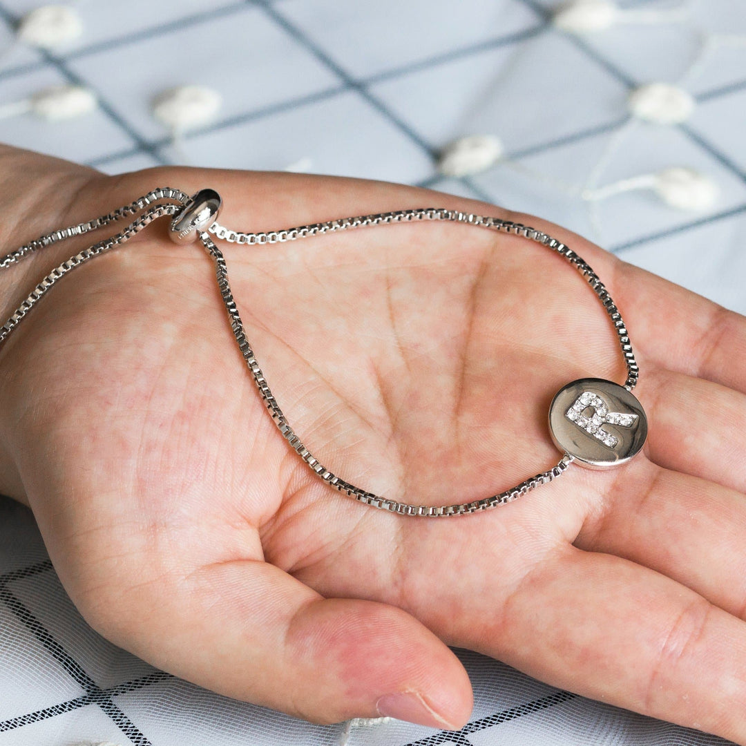 Initial Friendship Bracelet Letter R Created with Zircondia® Crystals - Philip Jones Jewellery