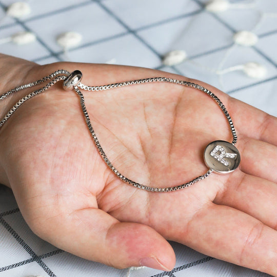 Initial Friendship Bracelet Letter R Created with Zircondia® Crystals - Philip Jones Jewellery