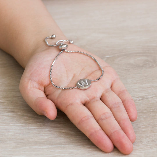 Initial Friendship Bracelet Letter W Created with Zircondia® Crystals - Philip Jones Jewellery