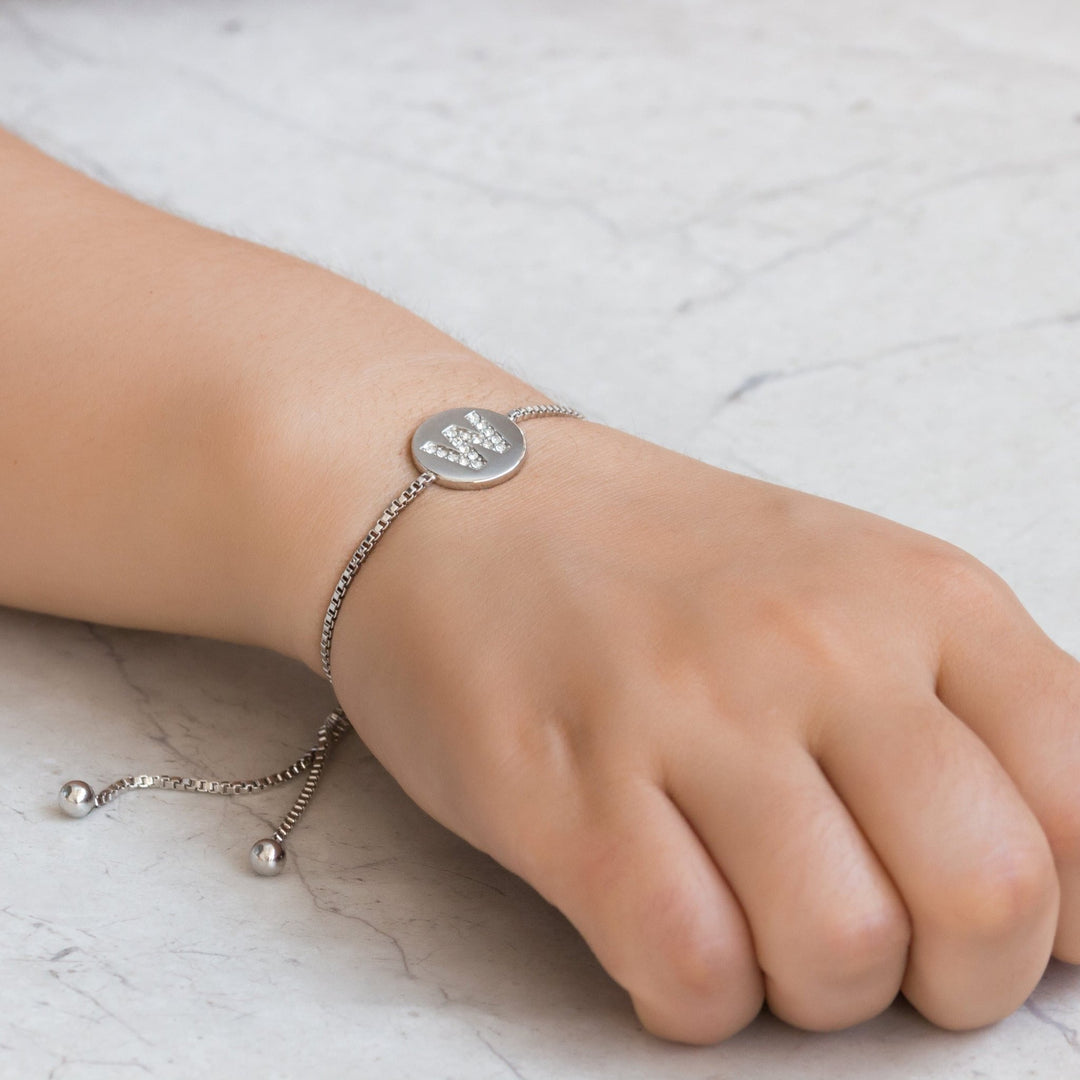 Initial Friendship Bracelet Letter W Created with Zircondia® Crystals - Philip Jones Jewellery