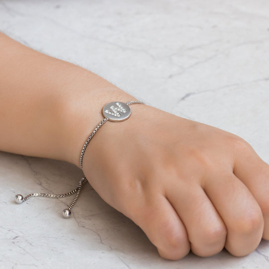 Initial Friendship Bracelet Letter W Created with Zircondia® Crystals - Philip Jones Jewellery