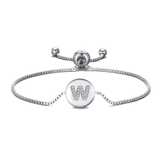 Initial Friendship Bracelet Letter W Created with Zircondia® Crystals - Philip Jones Jewellery