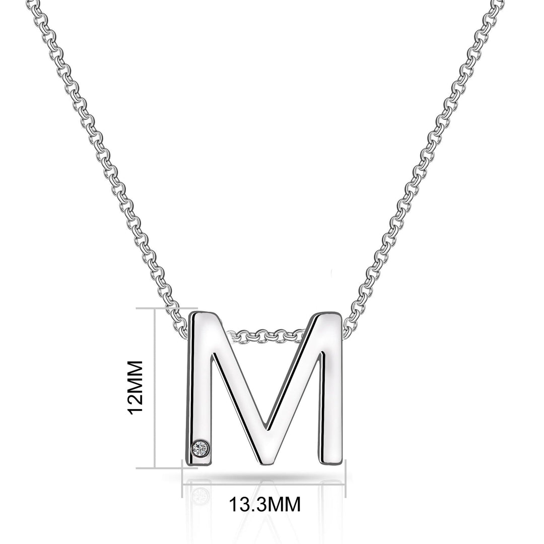 Initial M Necklace with Birthstone Charm Created with Zircondia® Crystals - Philip Jones Jewellery