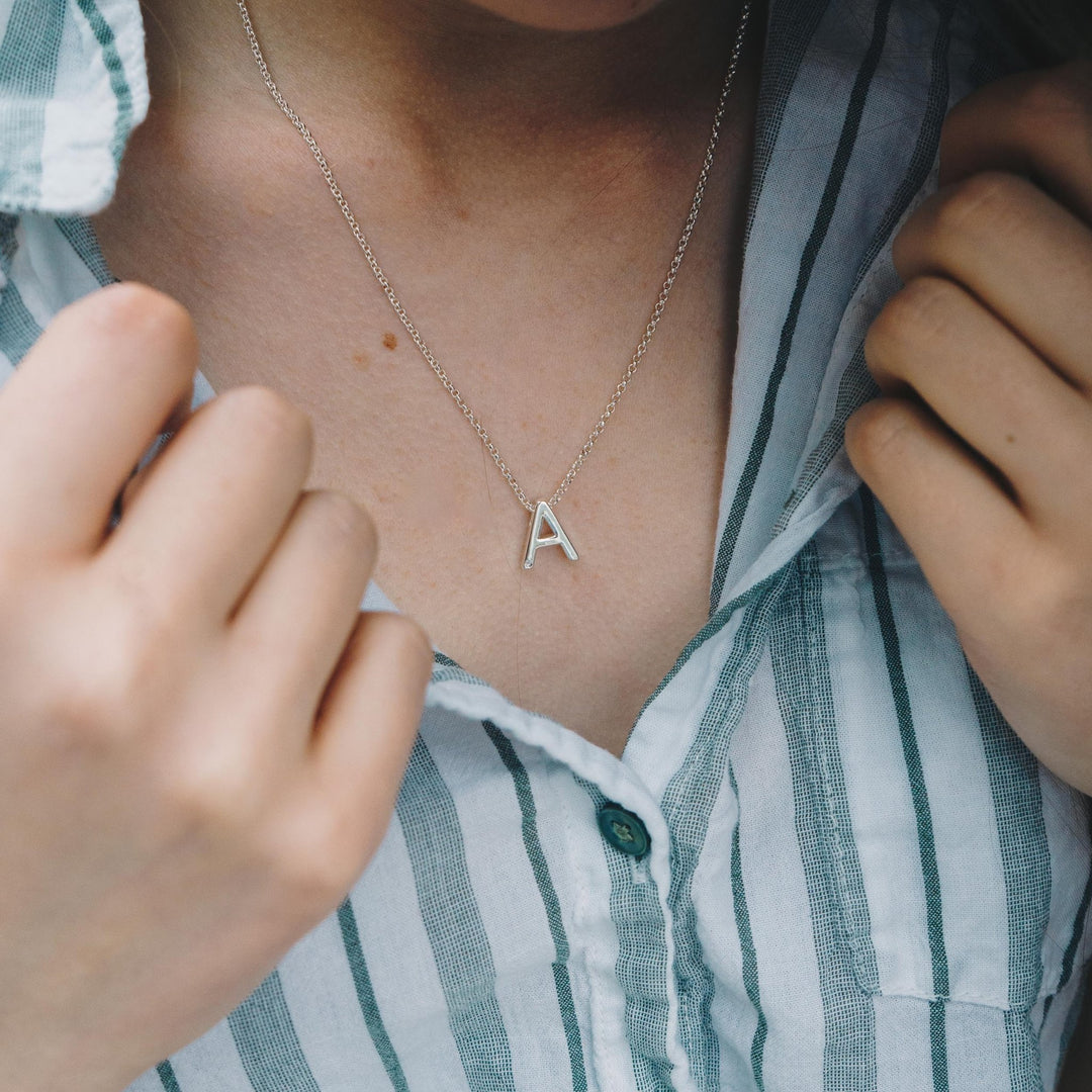 Initial Necklace Letter A Created with Zircondia® Crystals - Philip Jones Jewellery