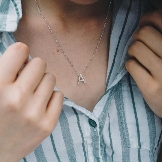Initial Necklace Letter A Created with Zircondia® Crystals - Philip Jones Jewellery