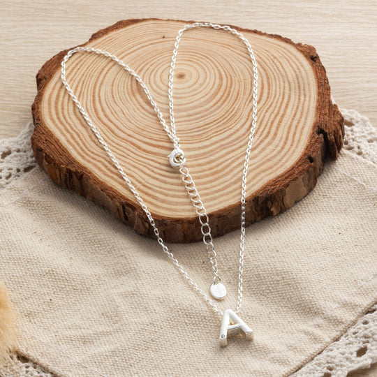 Initial Necklace Letter A Created with Zircondia® Crystals - Philip Jones Jewellery