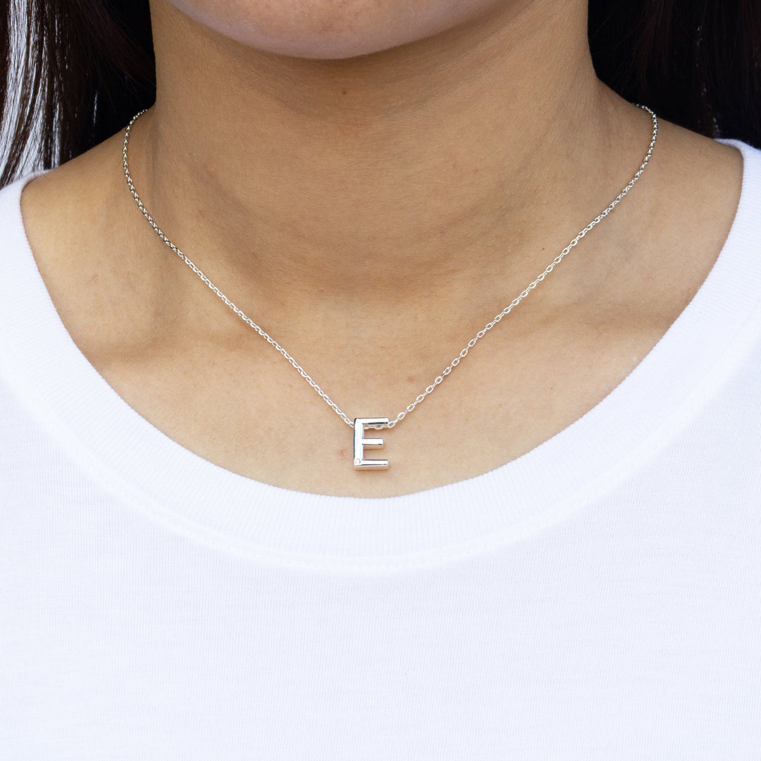 Initial Necklace Letter E Created with Zircondia® Crystals - Philip Jones Jewellery