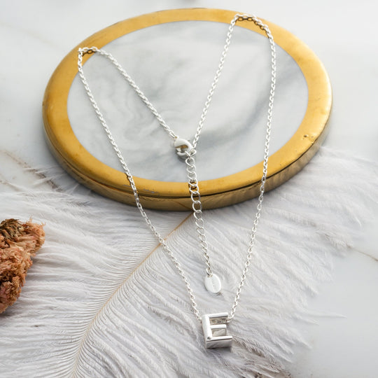 Initial Necklace Letter E Created with Zircondia® Crystals - Philip Jones Jewellery