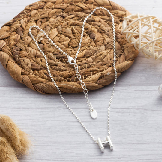 Initial Necklace Letter H Created with Zircondia® Crystals - Philip Jones Jewellery