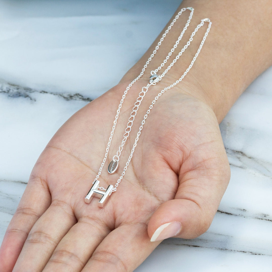 Initial Necklace Letter H Created with Zircondia® Crystals - Philip Jones Jewellery