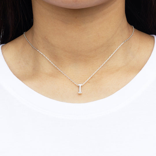 Initial Necklace Letter I Created with Zircondia® Crystals - Philip Jones Jewellery