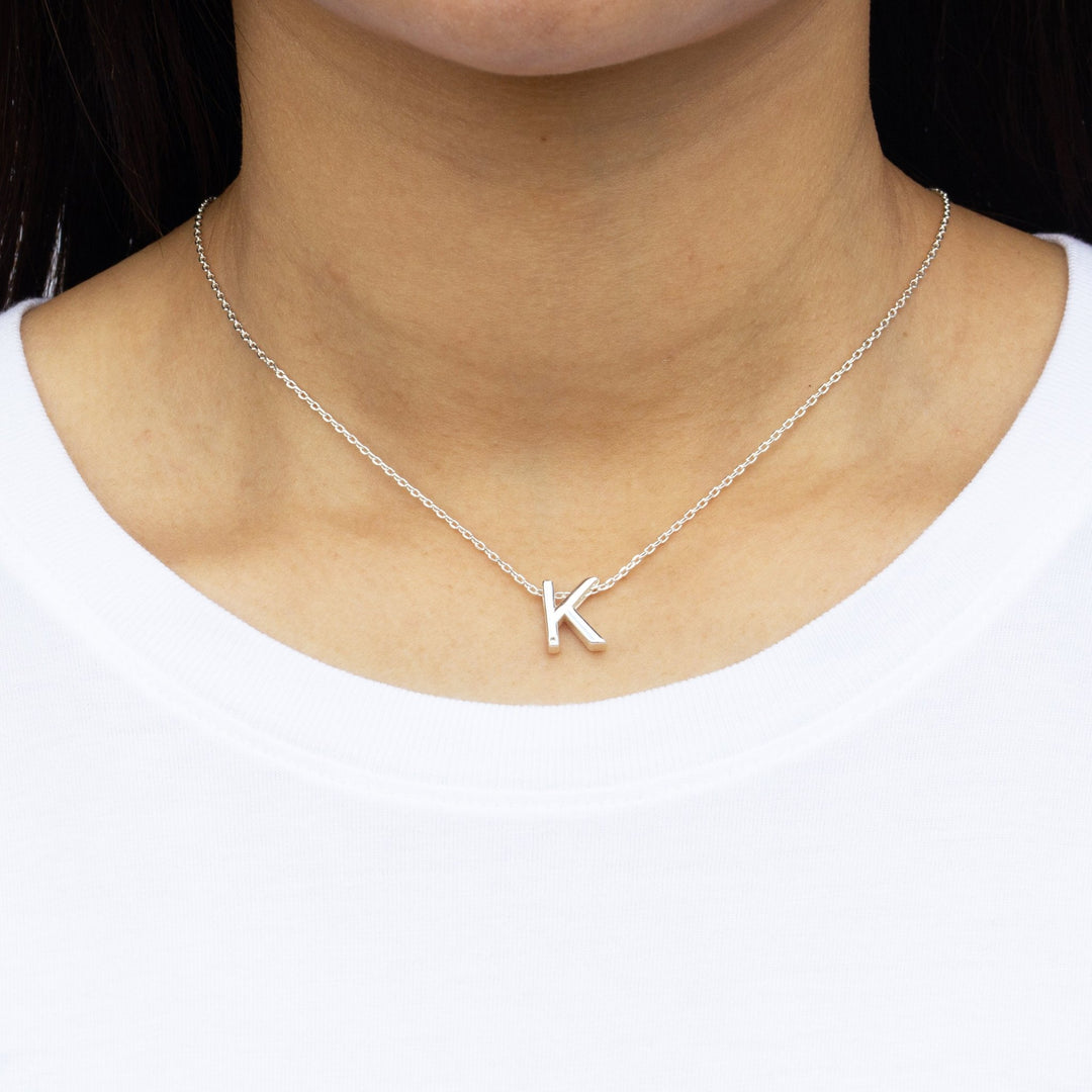 Initial Necklace Letter K Created with Zircondia® Crystals - Philip Jones Jewellery
