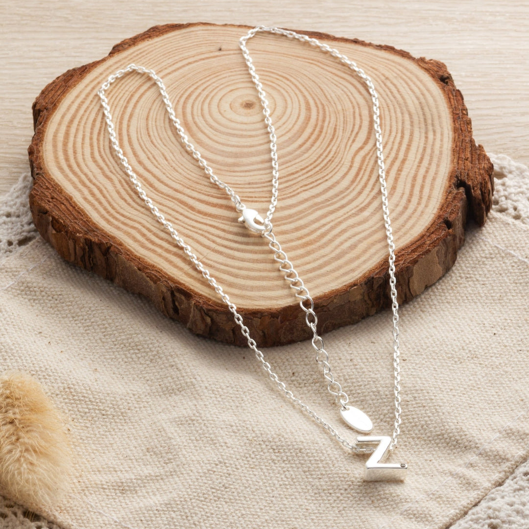 Initial Necklace Letter Z Created with Zircondia® Crystals - Philip Jones Jewellery