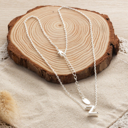 Initial Necklace Letter Z Created with Zircondia® Crystals - Philip Jones Jewellery
