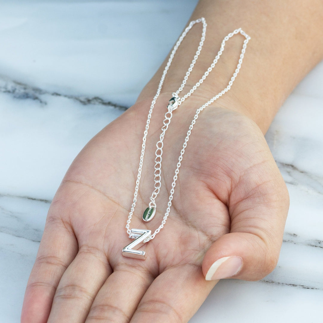 Initial Necklace Letter Z Created with Zircondia® Crystals - Philip Jones Jewellery