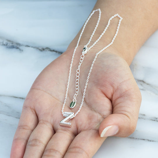Initial Necklace Letter Z Created with Zircondia® Crystals - Philip Jones Jewellery