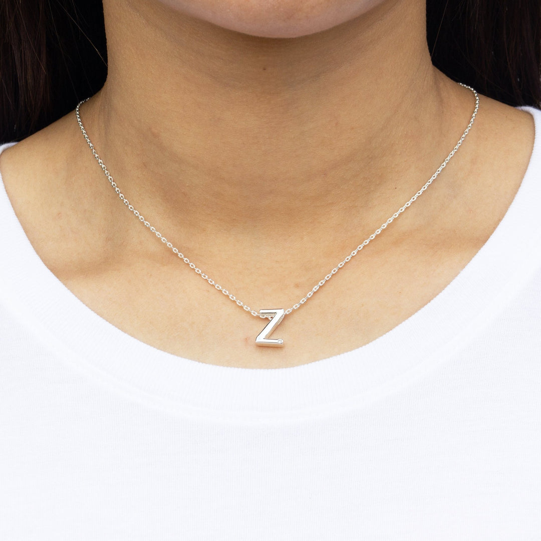 Z Letter Necklace For Women & Girls - Dainty Silver Initial Pendant, Personalized Monogram Choker Jewelry Gift