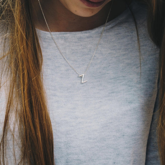 Initial Necklace Letter Z Created with Zircondia® Crystals - Philip Jones Jewellery